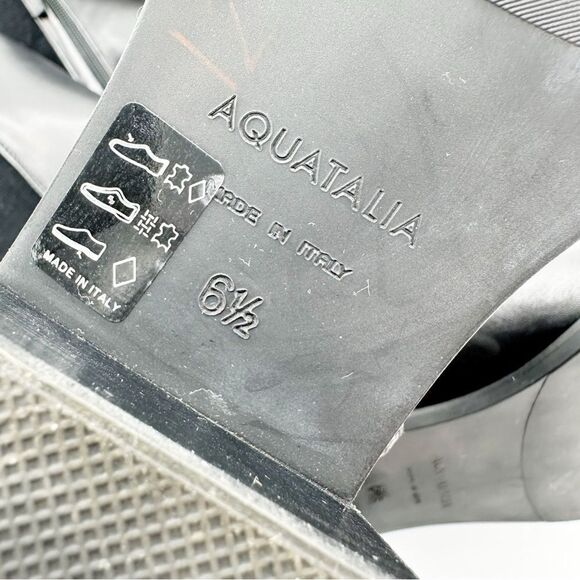 Aquatalia Womens 7.5 Black Leather Stretch Fabric Knee High Riding Boot 6.5 - Picture 12 of 14